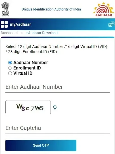 e aadhaar card download open password