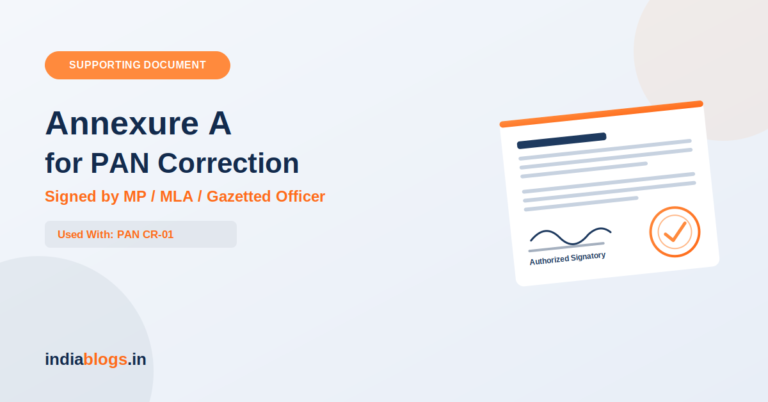 Annexure A for PAN Correction Form PDF Download