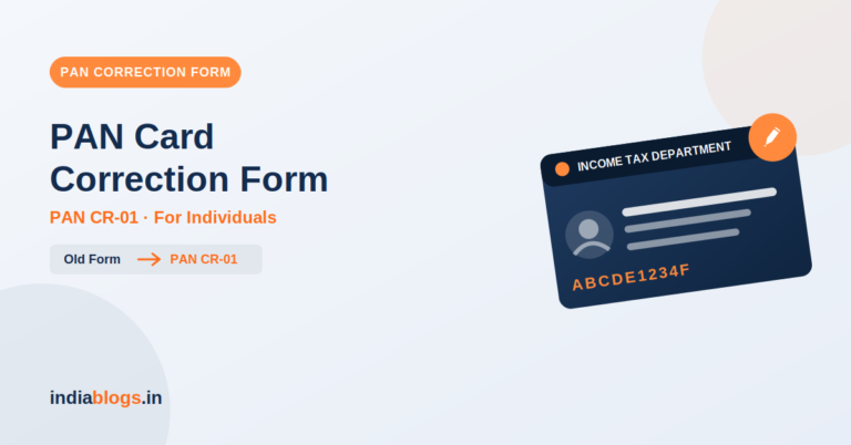 PAN Card Correction Form PDF Download – PAN कार्ड सुधार आवेदन फॉर्म