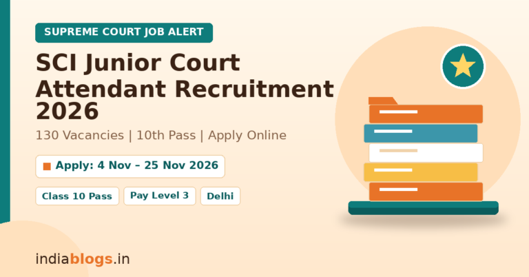 SCI Junior Court Attendant Recruitment 2026 notification for 130 vacancies