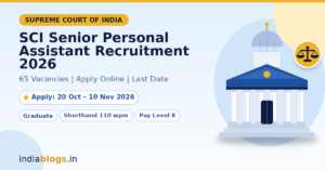 SCI Senior Personal Assistant Recruitment 2026 notification for 65 posts