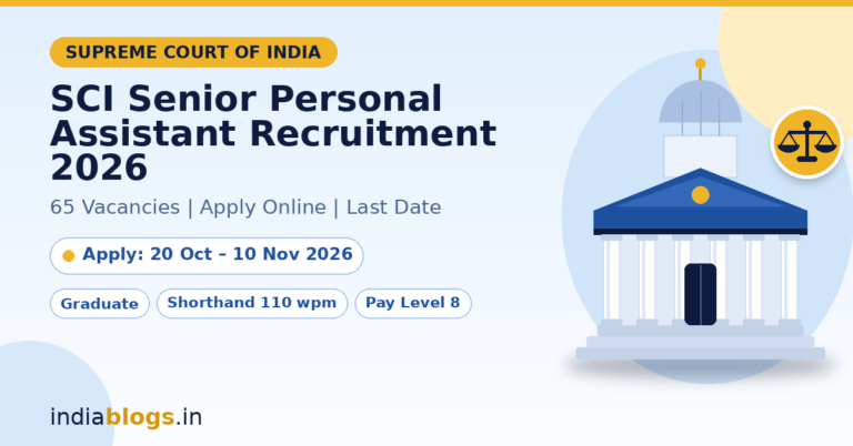 SCI Senior Personal Assistant Recruitment 2026 notification for 65 posts